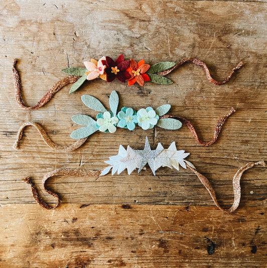 felt flower and butterfly crowns