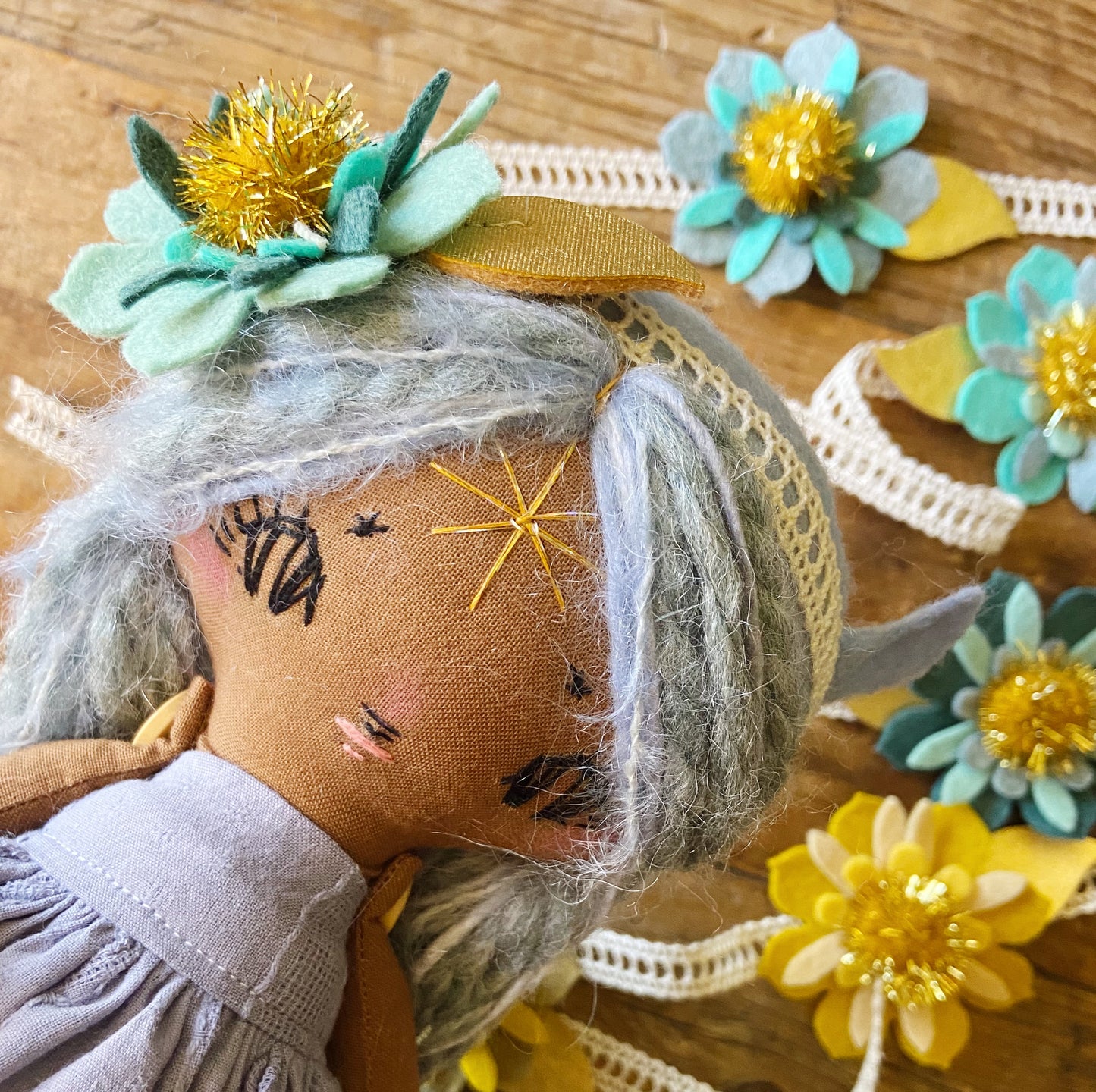 golden glow felt flower