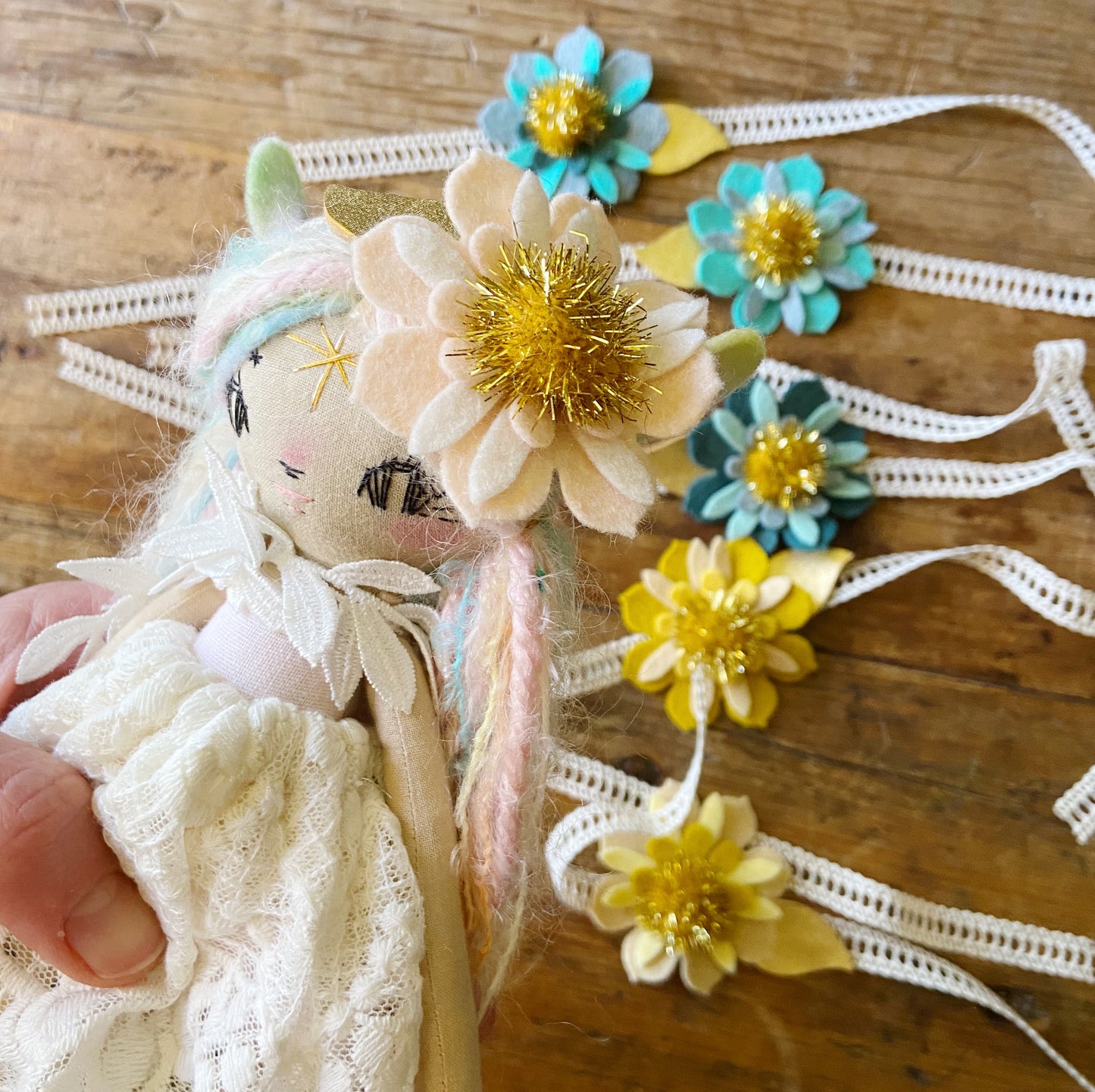 golden glow felt flower