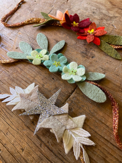 felt flower and butterfly crowns