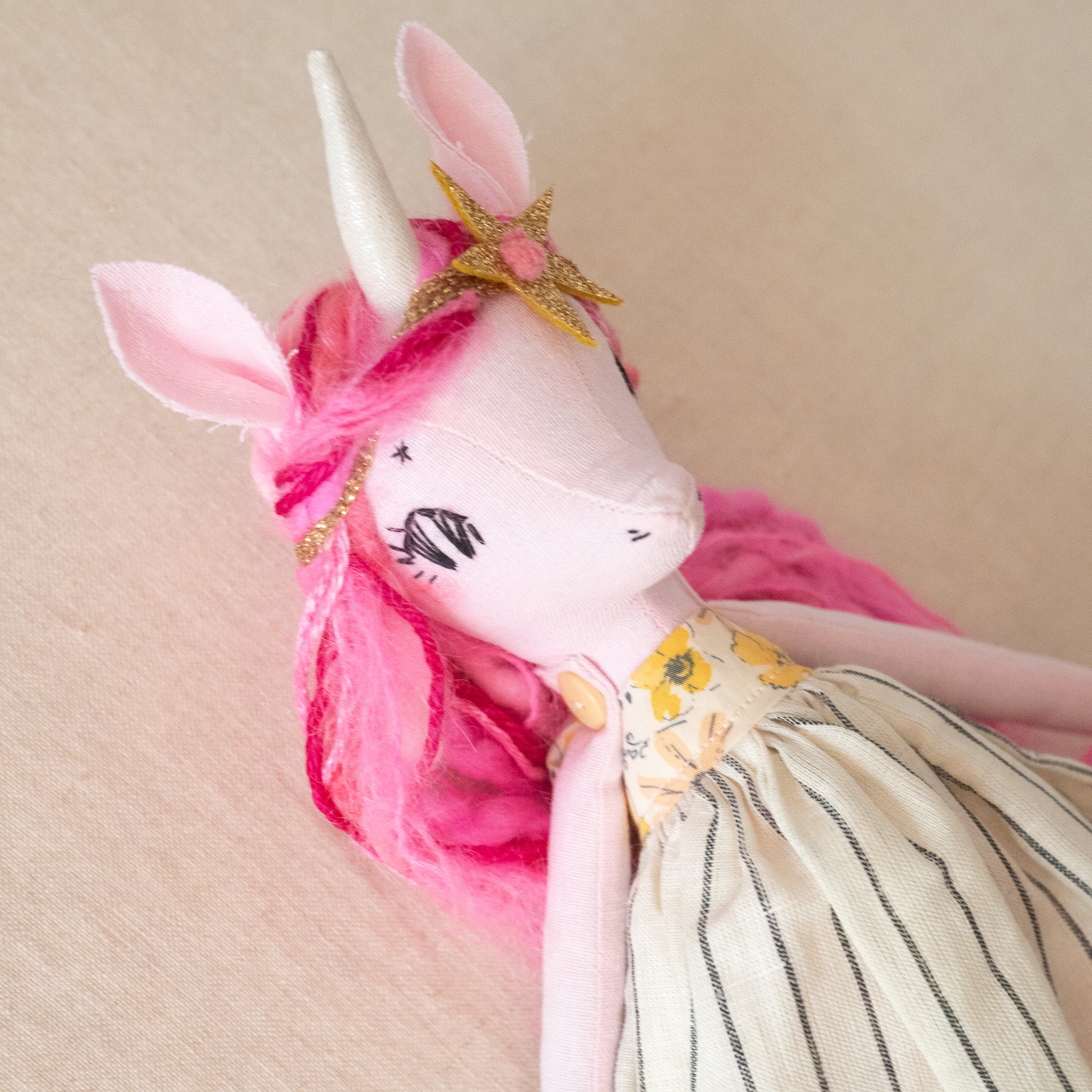 Textile unicorn doll with clothes / Fabric unicorn doll with outfit / Unicorn plush / Dark skin doll / Brown cheapest skin doll / Black rag doll